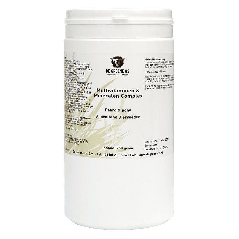 Multivitaminen & Mineralen Complex Basis Paard Pony Groene Os 750 gram