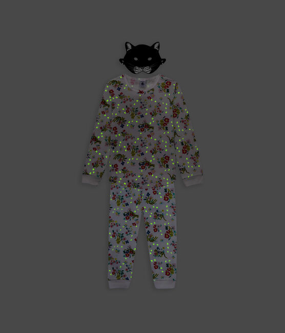 Pyjama déguisement phosphorescent imprimé avec masque panthère en coton enfant