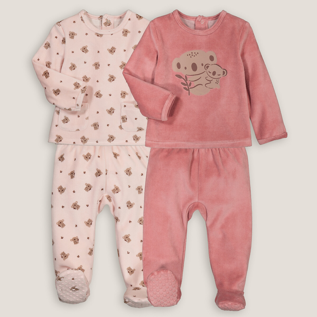 COLEÇÃO LA REDOUTE<br>Conjunto de 2 pijamas de veludo, 2 peças, estampa de coala