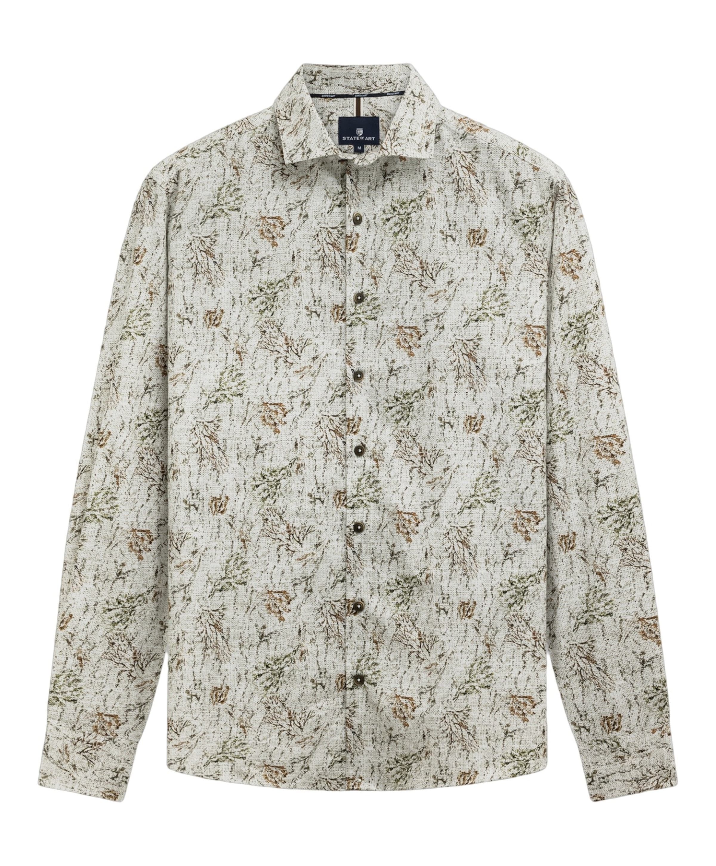 State of Art Heren overhemd lange mouw beige