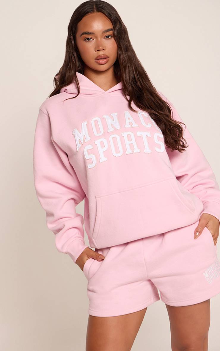 Rose Short En Molleton À Imprimé Monaco Contrasté