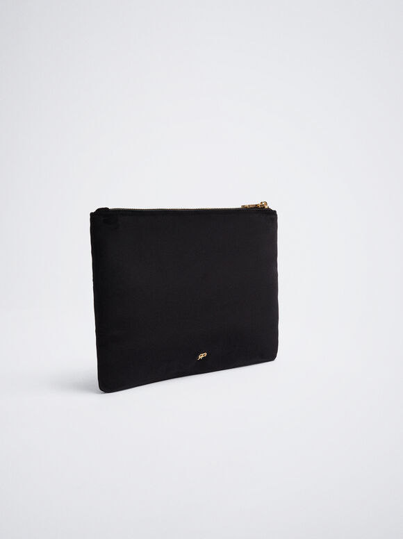 Bolsa de veludo com cristais - Preta