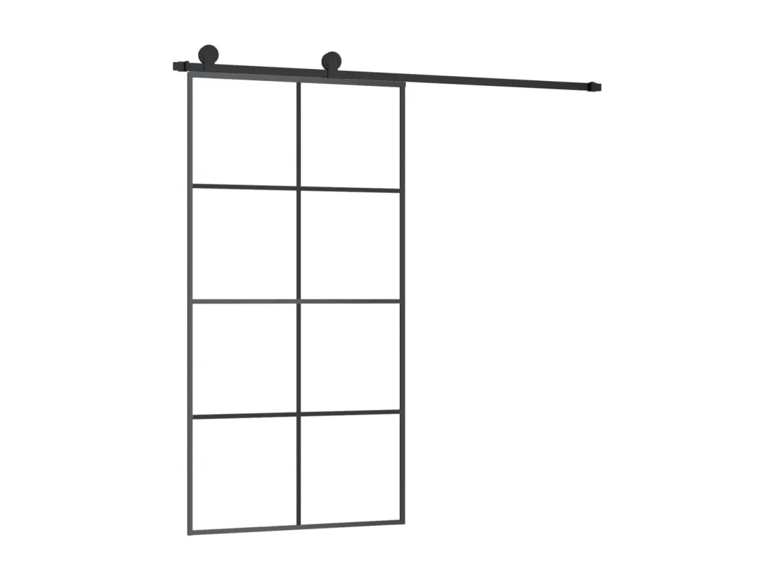 Porte coulissante et kit de quincaillerie 102,5x205cm Verre ESG
