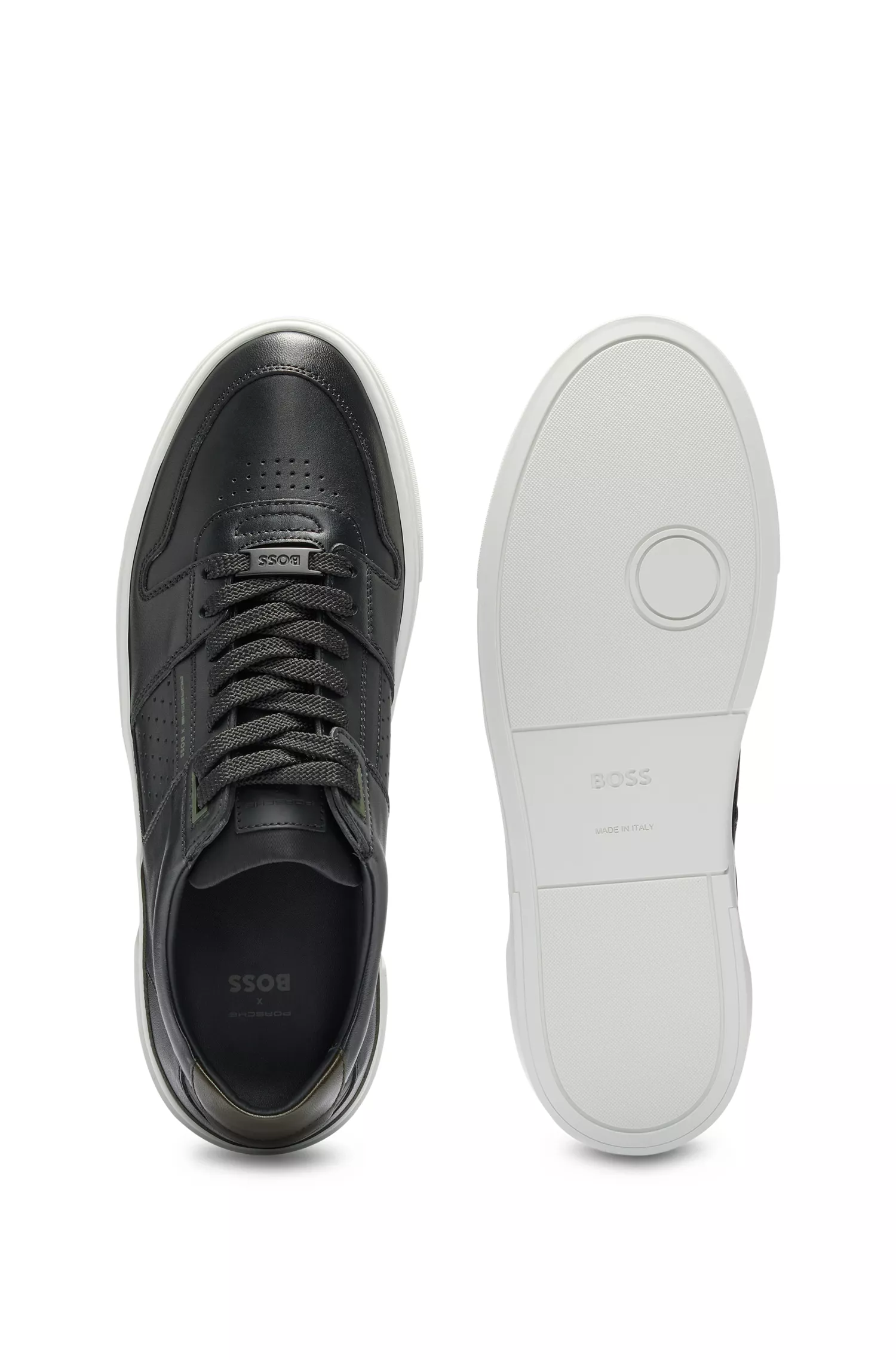 Tênis de cano baixo BOSS Black-Porsche x BOSS em materiais mistos