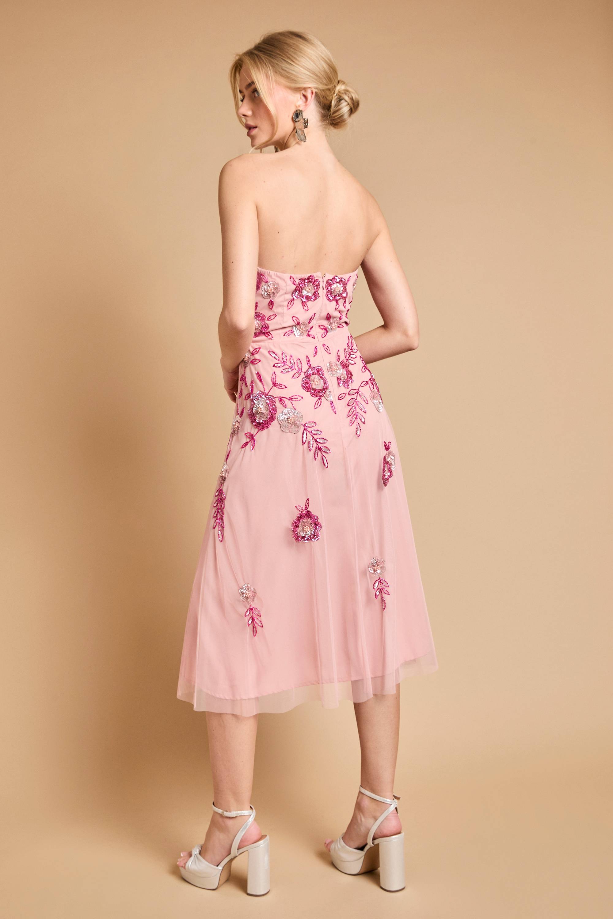Oasis Robe Midi Bustier Premium À Ornements Floraux En Cascade