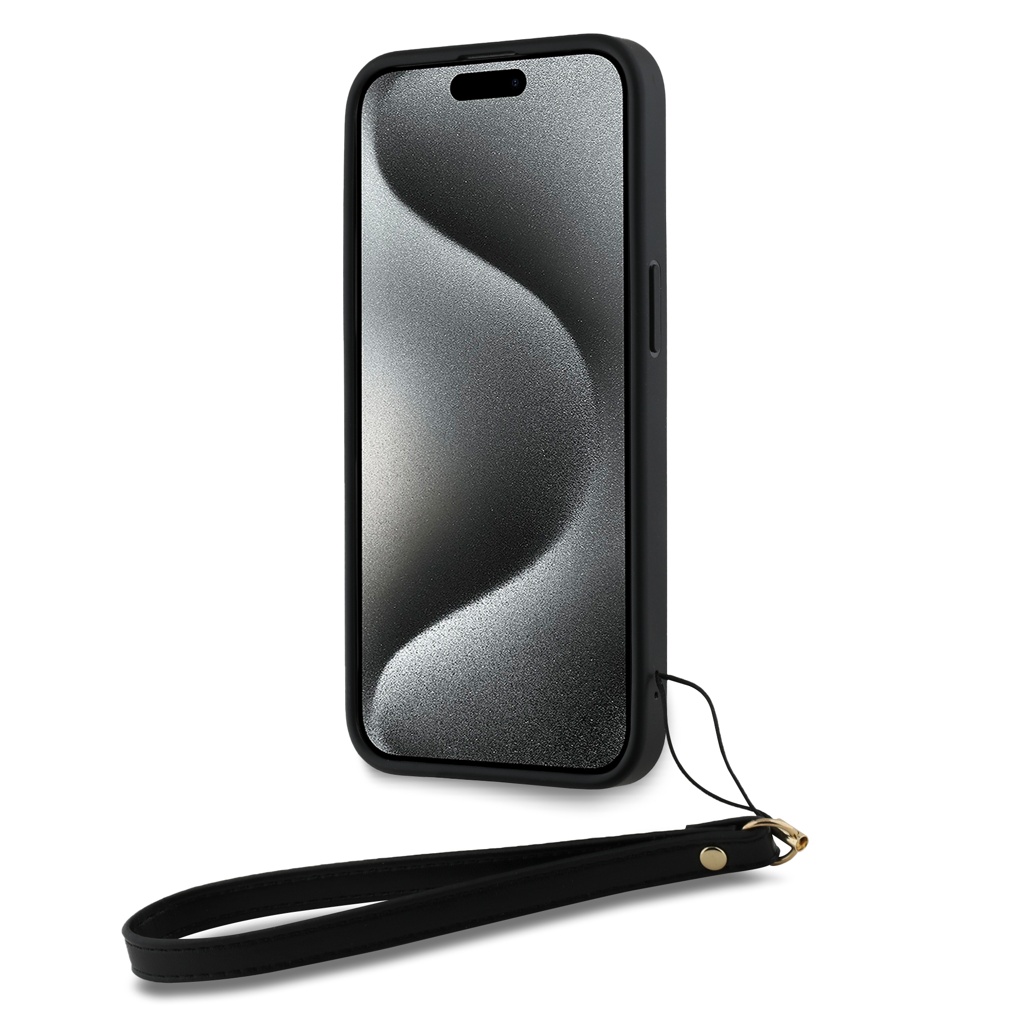 iPhone 15 Pro Max Hybrid Hardcase Hülle Stock Logo   Handschlaufe (DKHCP15X3DRPWK) - Schwarz