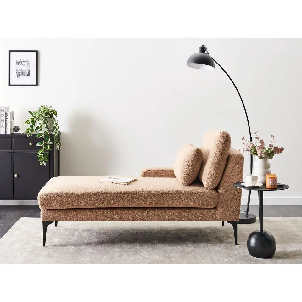 EWRON - Chaise longue - Zandbeige - Rechtszijdig - Bouclé