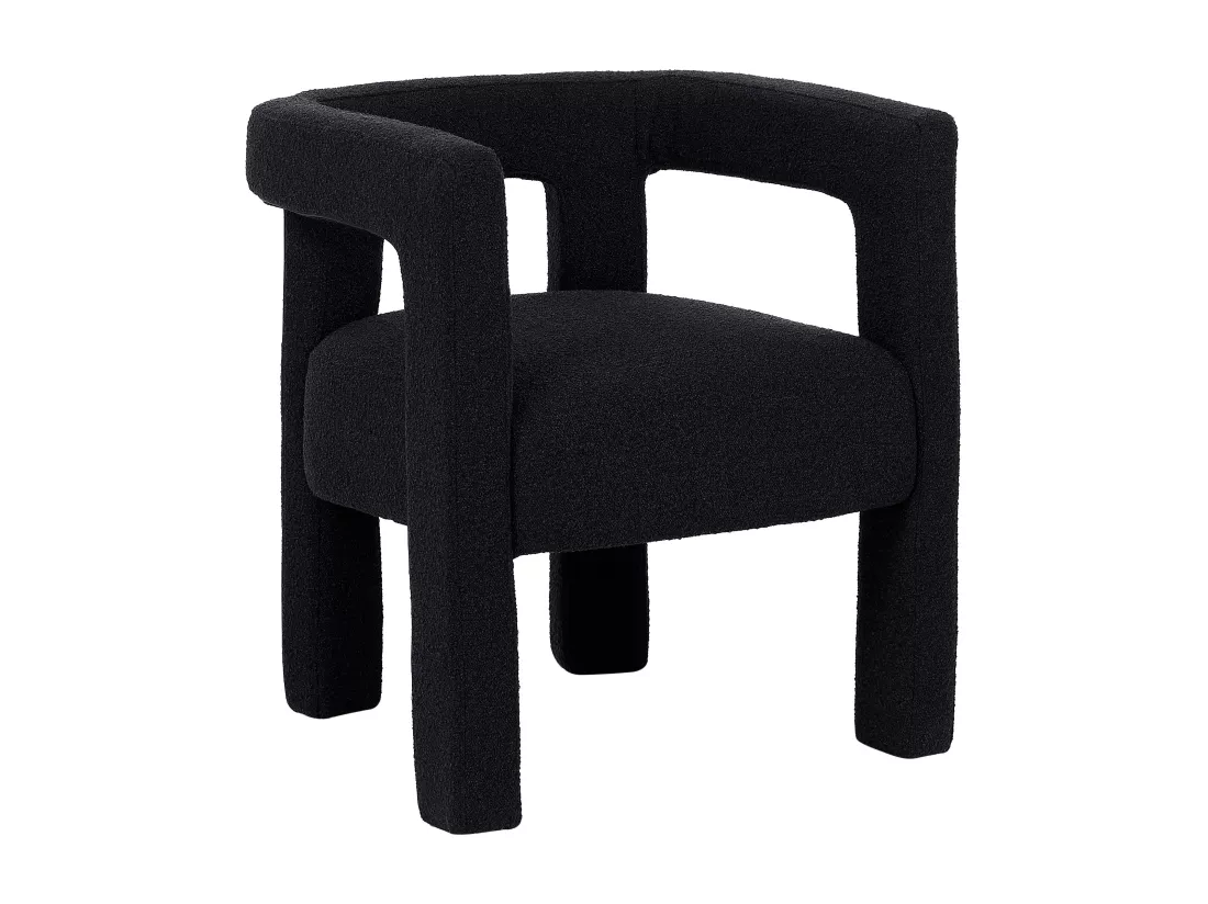 Chaise avec accoudoirs en tissu bouclette et métal - Noir - SOFANA de Pascal MORABITO
