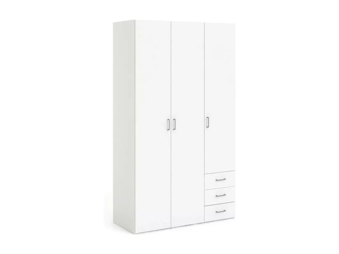 Garde-robe 3 portes Dsemplic, Meubles de chambre, Penderie de plain-pied, Placard à vêtements, 115x49 h200 cm, Blanc