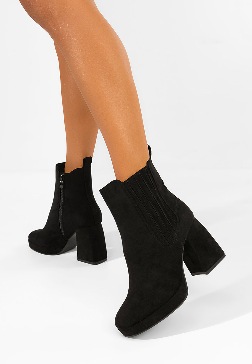 Bottines à gros talon noires Elenoire