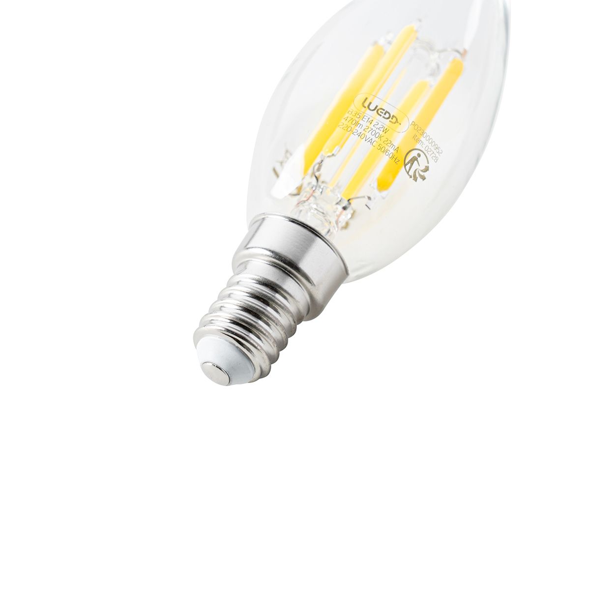 Set van 5 E14 LED lamp B35 helder 2,2W 470 lm 2700K