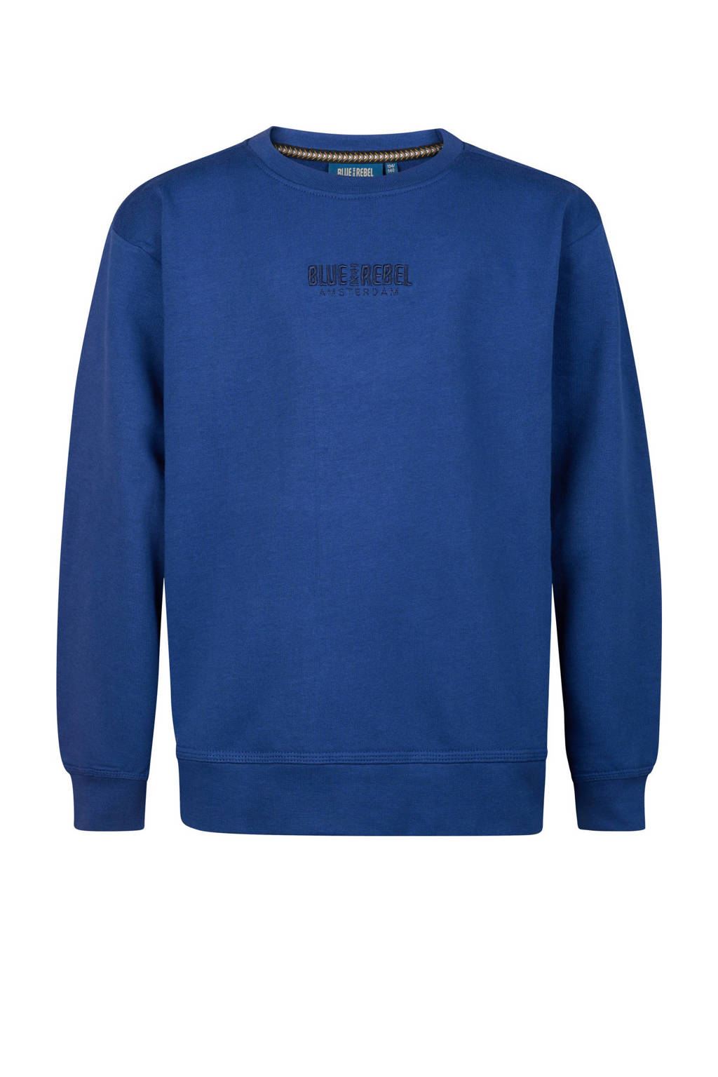 Blue Rebel sweater Kasper met logo kobalt blauw