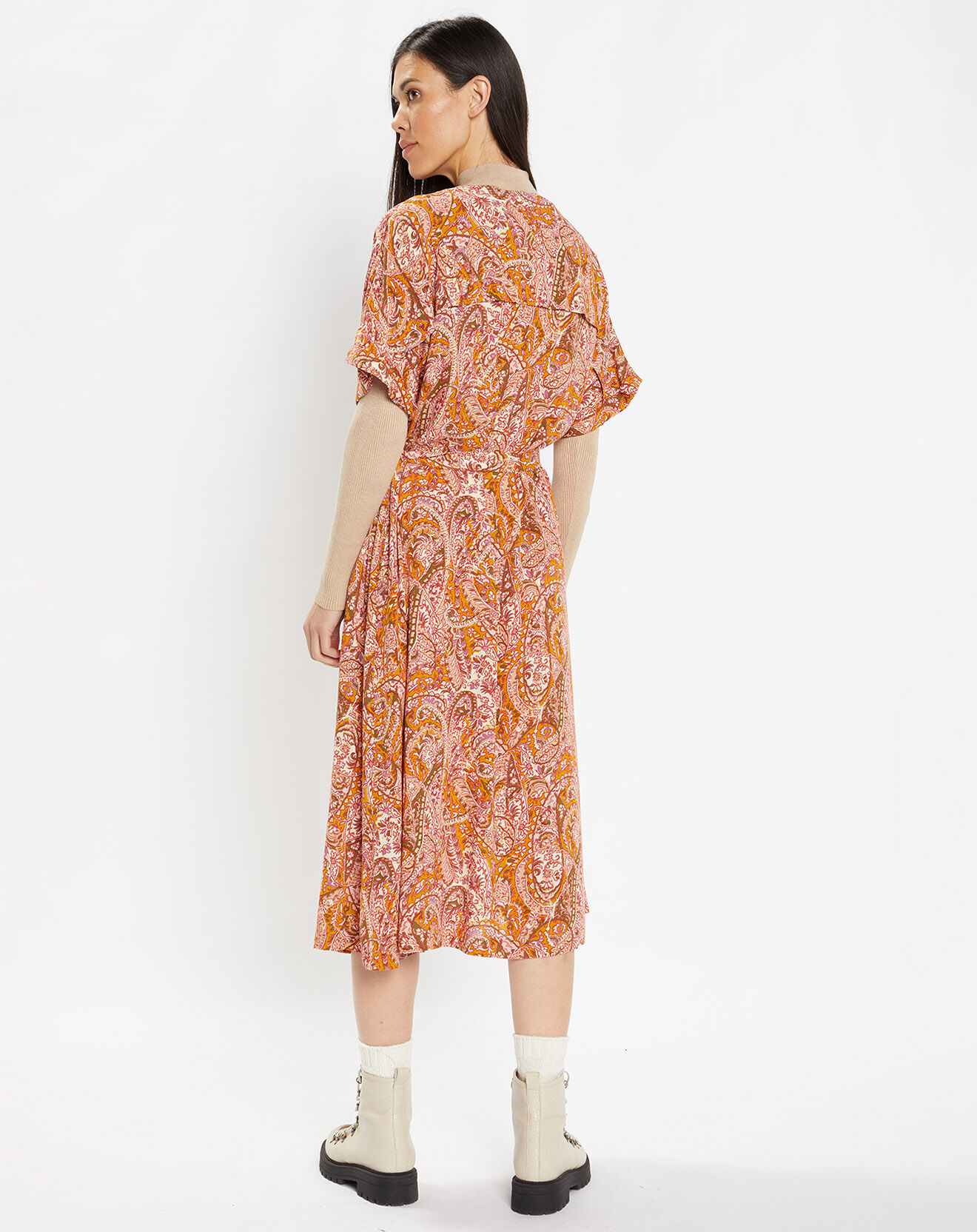 Galeries Lafayette Robe fluide boutonnée Roxane imprimé fantaisie multicolore