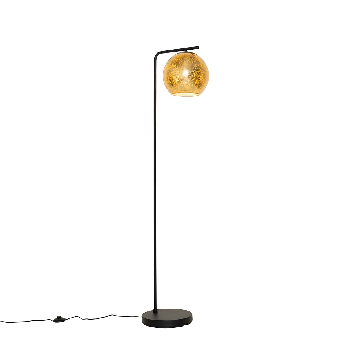 Design vloerlamp zwart met goud glas - Bert