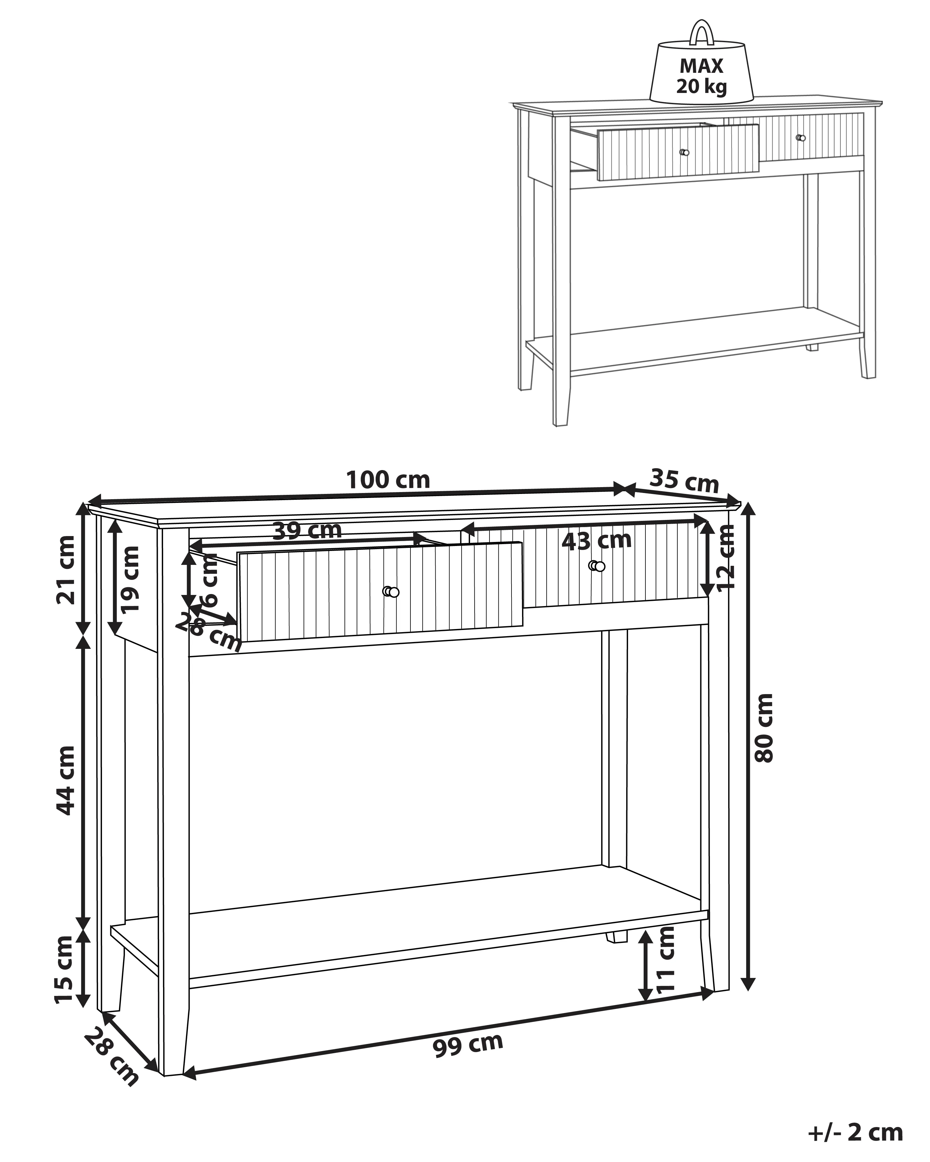 Sidetable ASSISI Wit