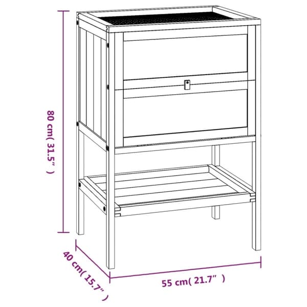 vidaXL Hamsterbur 55x40x80 cm heltre gran