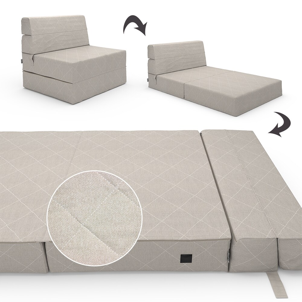 Vicco Sofa Lima Beige 100 cm mit Schlaffunktion