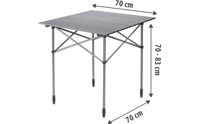 Berger Alu Campingtisch  Velino mit Rollplatte 70 x 70 cm