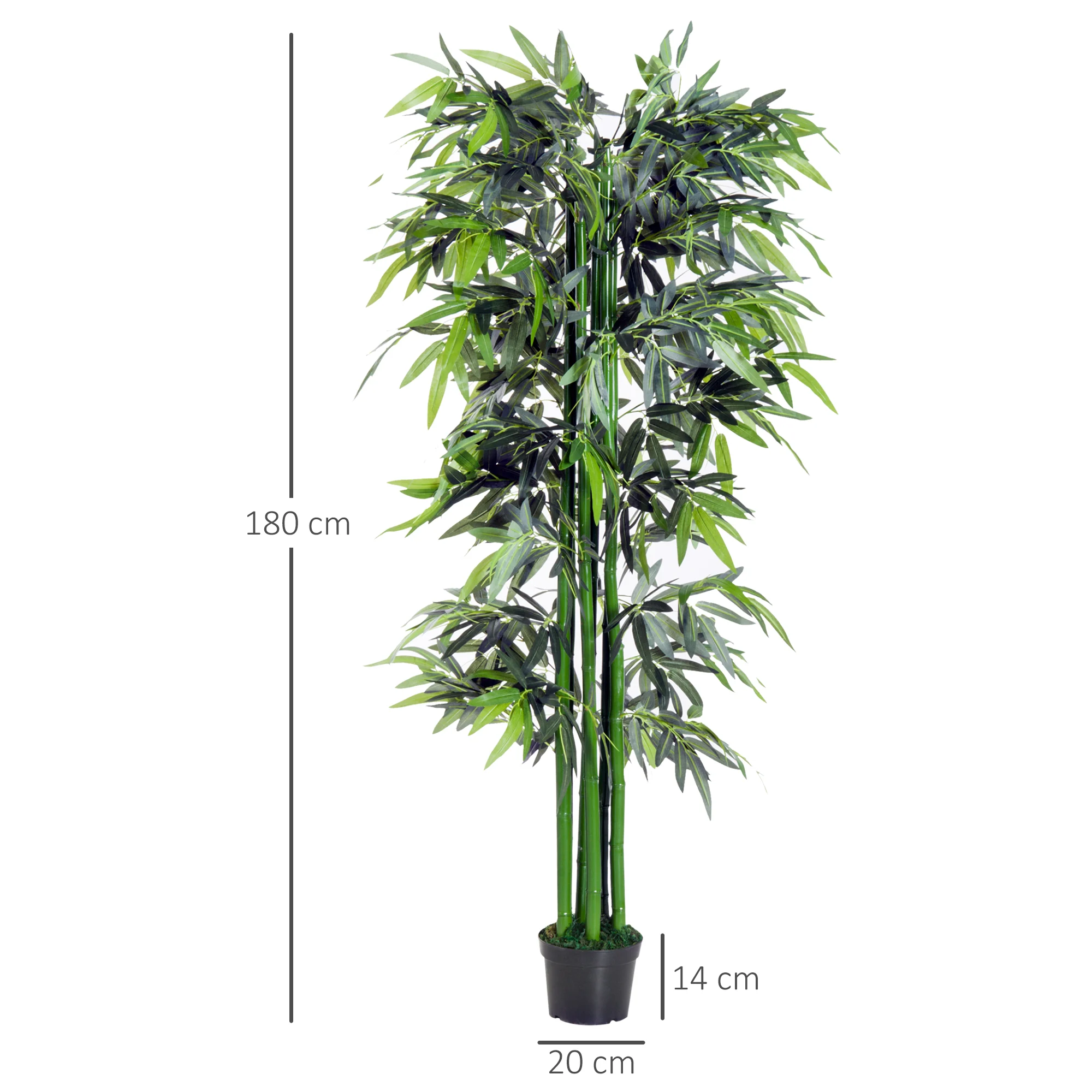 Bambu artificial Outsunny de 180 cm com hastes naturais, planta artificial com vaso, árvore artificial para decoração de casa, sala de estar e escritório (verde).