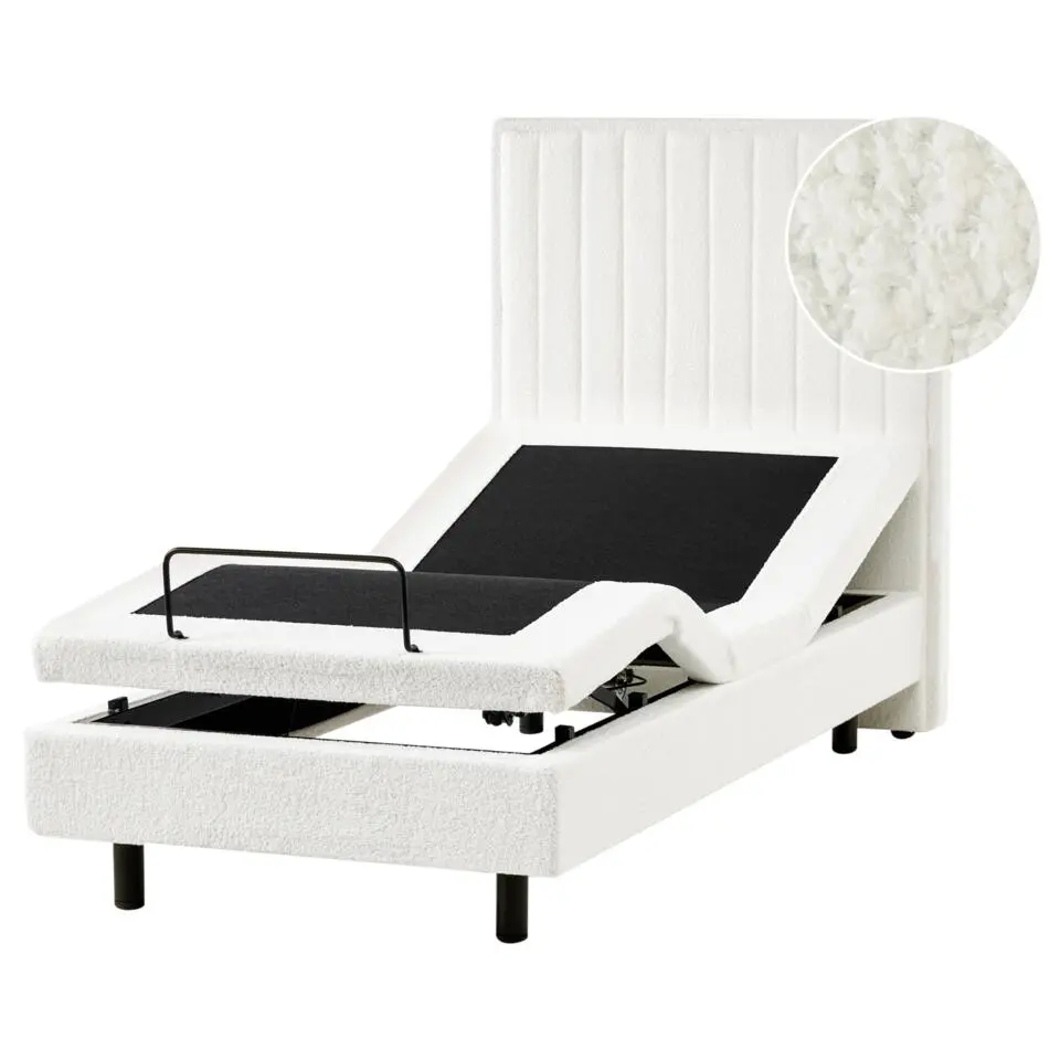 DUKE II - Eenpersoonsbed - Off-white - 90 x 200 cm - Bouclé