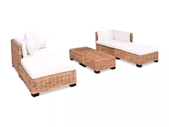 NETTLIFE Ensemble de canapés 16 pcs Rotin naturel