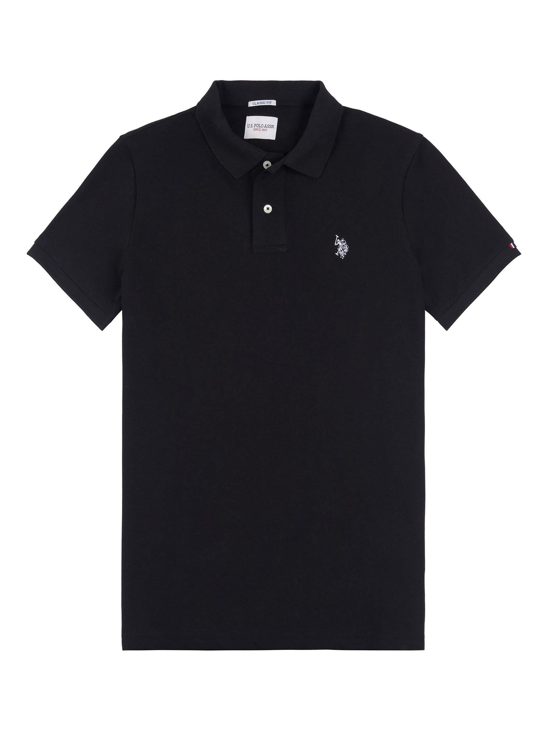 Zwart - U.S. Polo Assn. Piqué poloshirt met normale pasvorm van 100% katoen