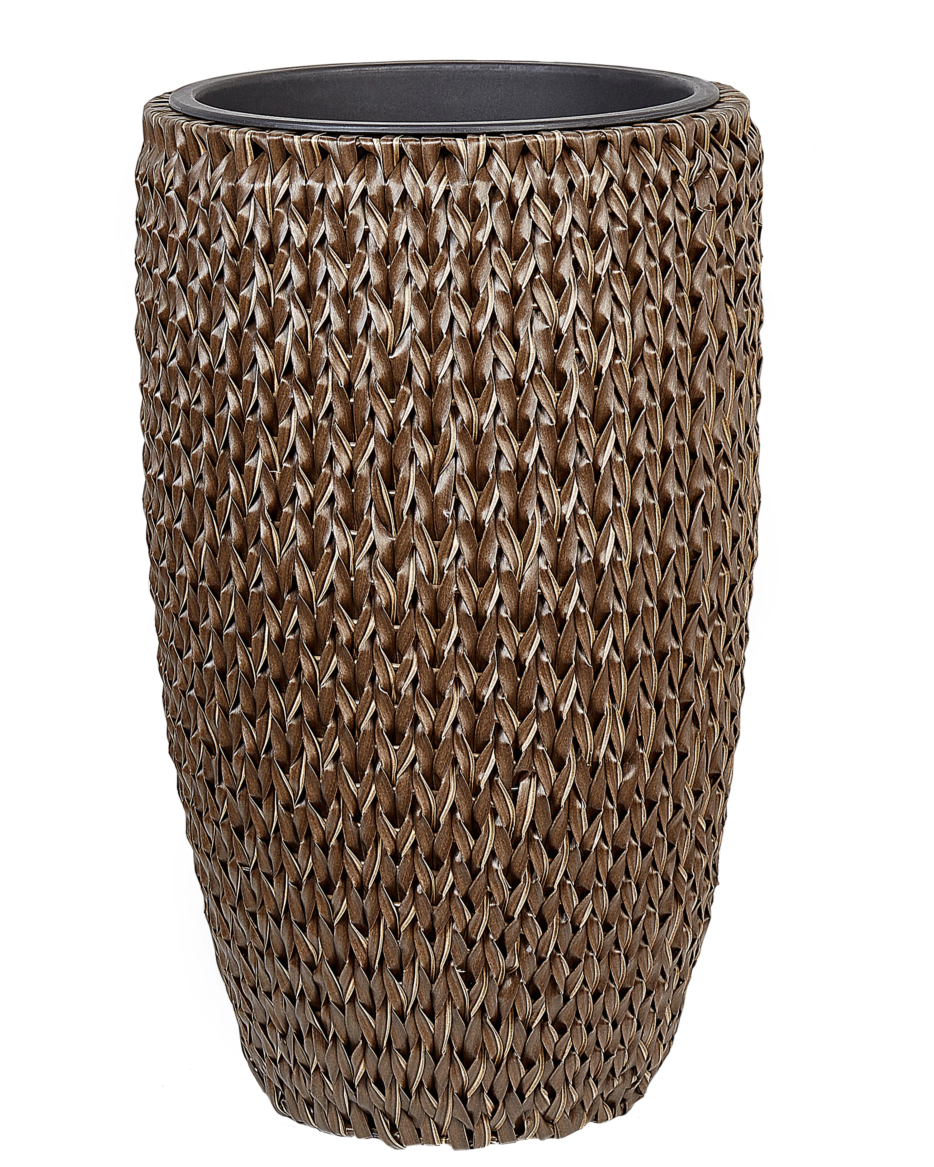 Set van 2 bloempotten CEDRUS PE rotan 37/45 cm Bruin