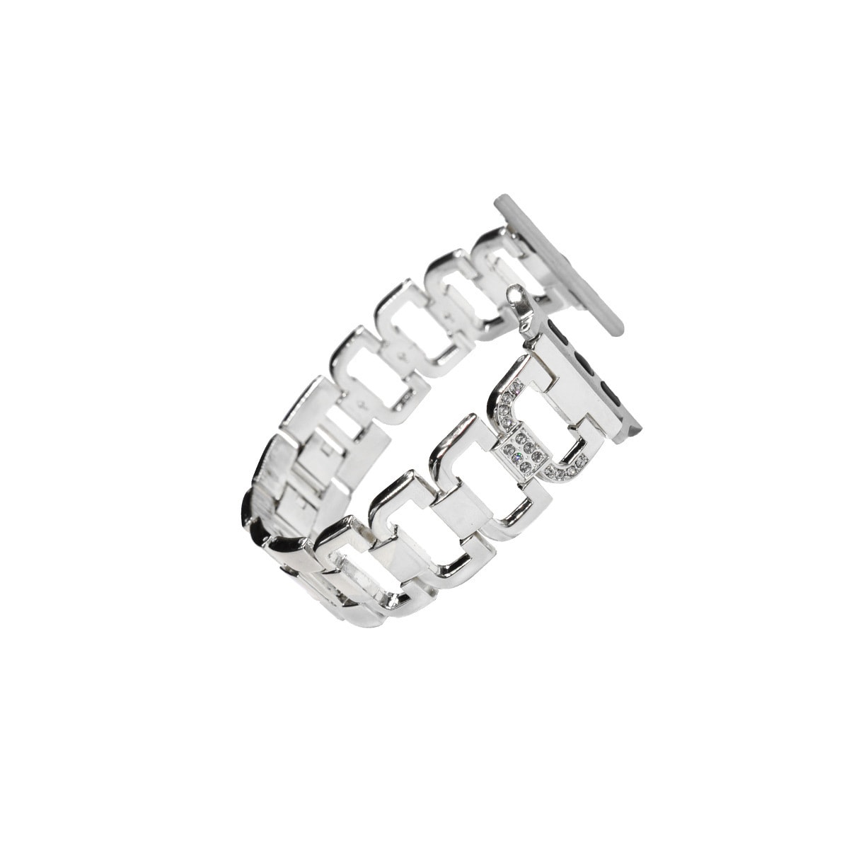 Smart klokkerem D-formet diamantklokkerem med klokkeramme for Fitbit Blaze Sølv