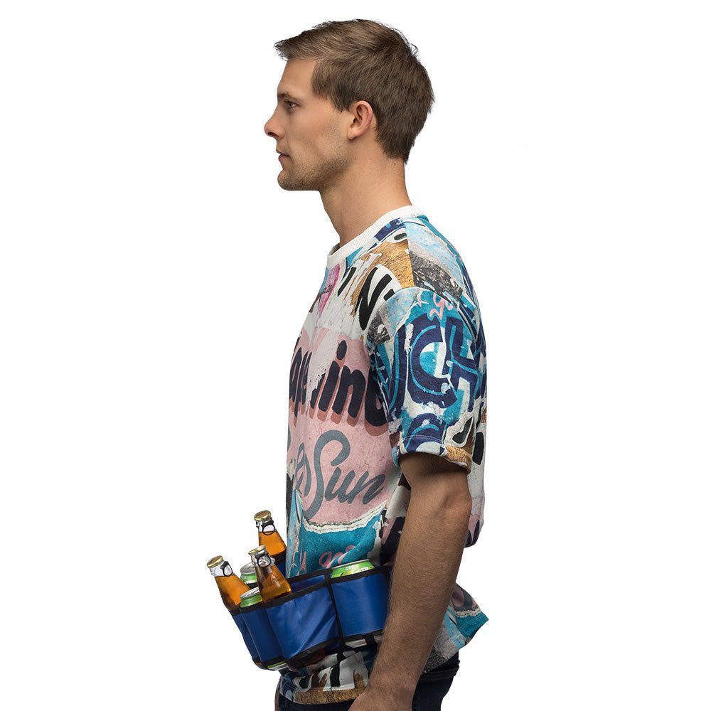 Blauw Zwarte Drinkgordel Voor 6 Blikjes