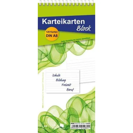 RNK Verlag Karteikartenblock liniert, weiß, A8, 170g
