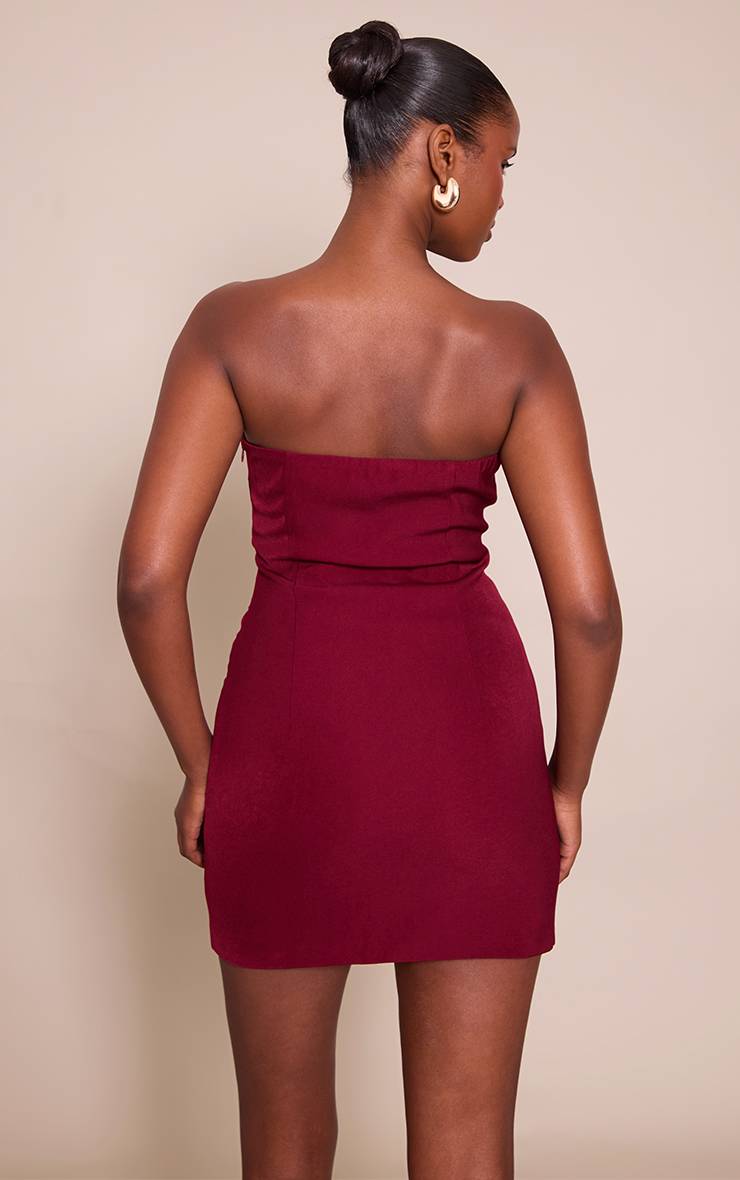 Dark Plum Robe Moulante Bandeau Prune Profond Avec Détails De Bordure Contrastée