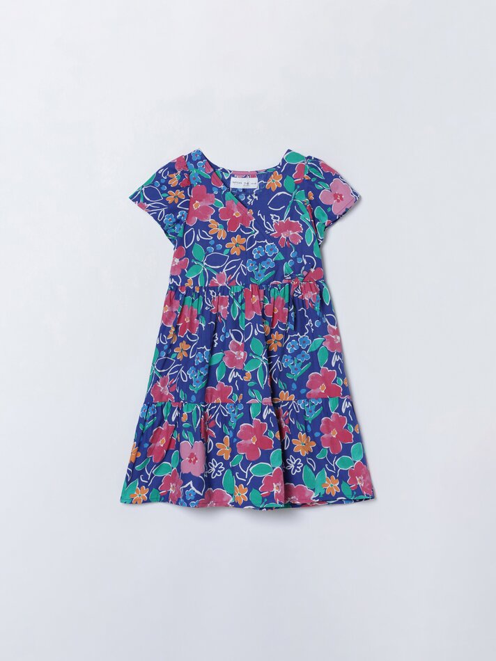Vestido curto estampado - Azul