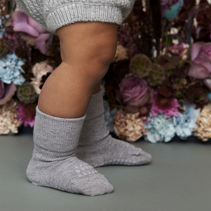 GoBabyGo Skridsikre Strømper - Uld Grey melange