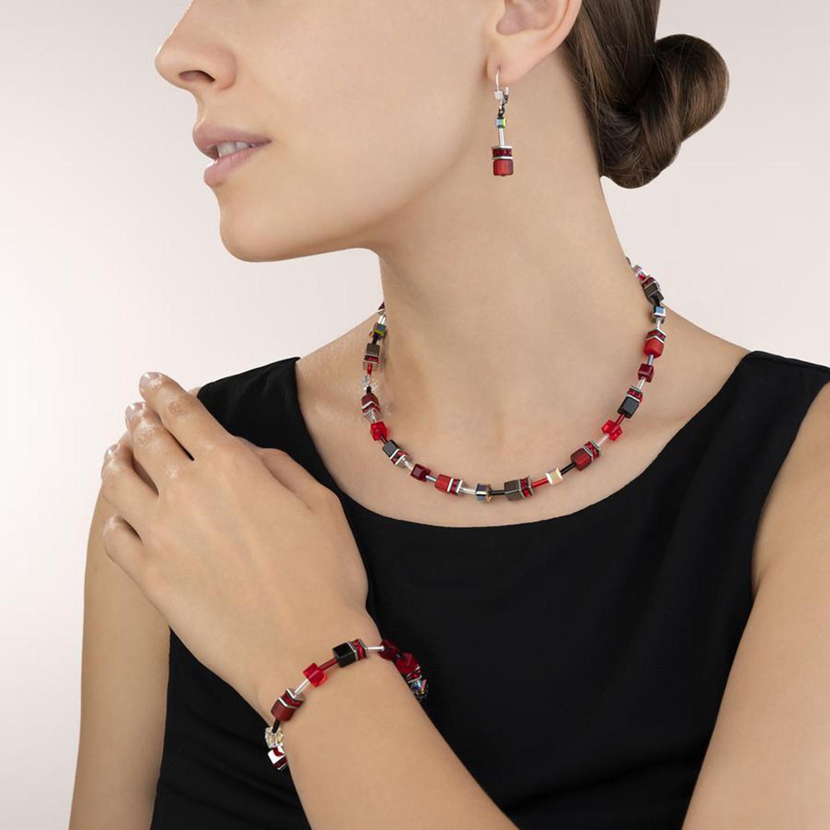 Boucles d'oreilles Coeur de Lion Geocube rouges