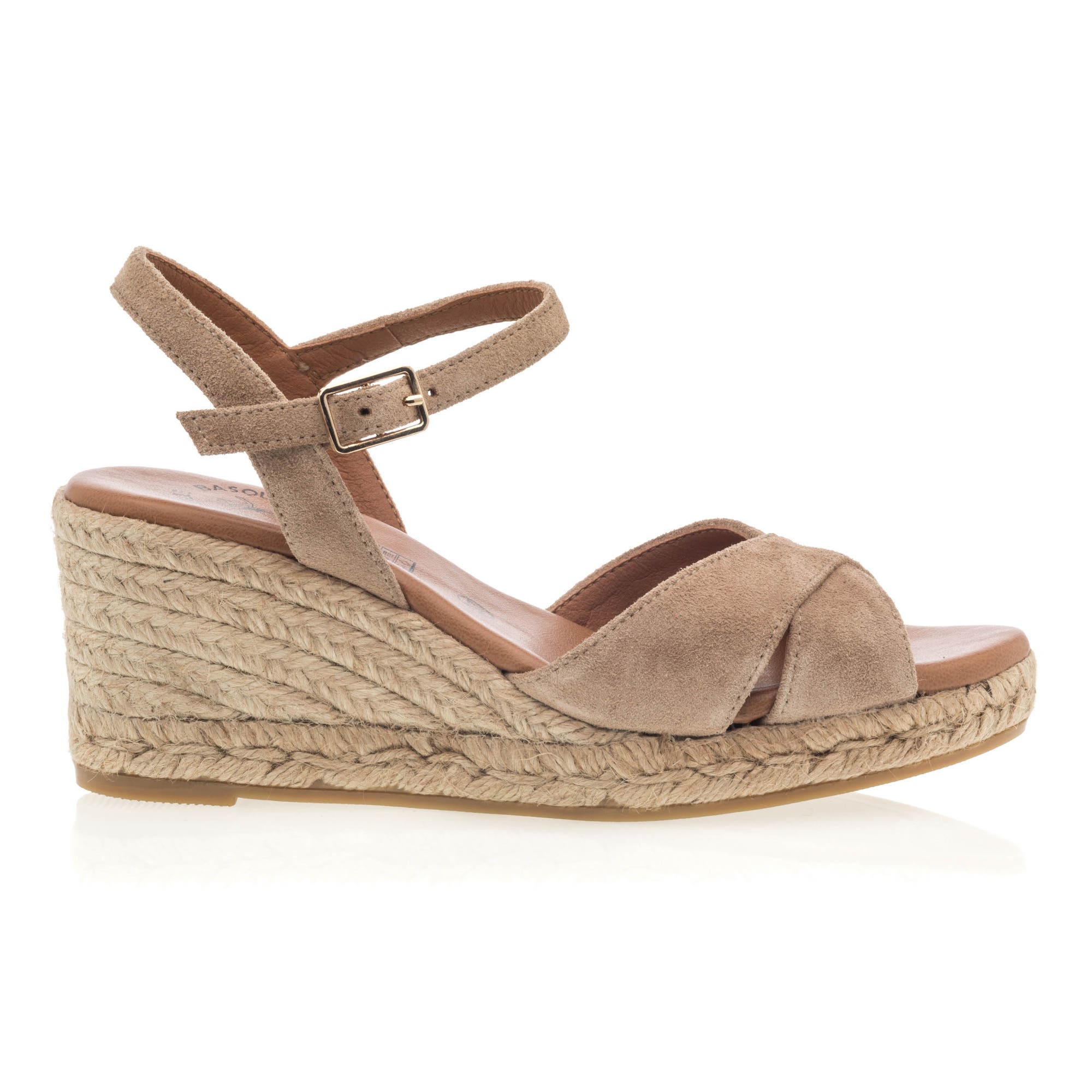 Espadrilles à talon Femme en cuir cognac