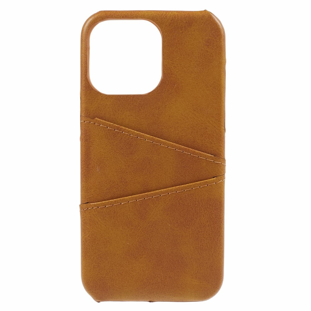 iPhone 15 Pro Leder Hülle Snap Case   Kartenfach - Hellbraun