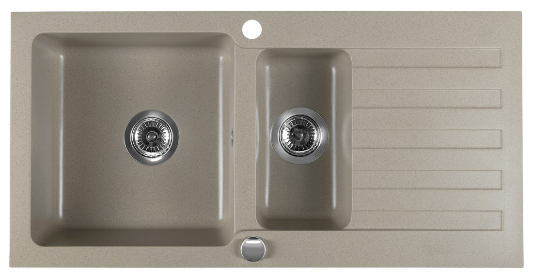 Sapho spoelbak 96x48cm met kraangat beige graniet