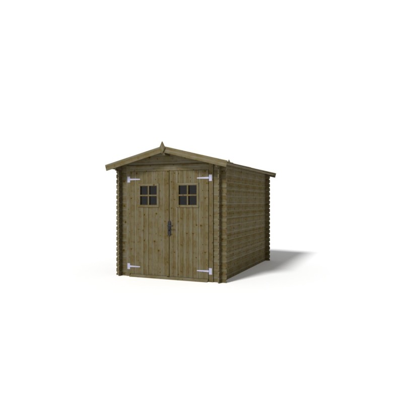 Abri de jardin en bois - 6m2 - 2x3m - traité - ep. 19mm - couleur: vert