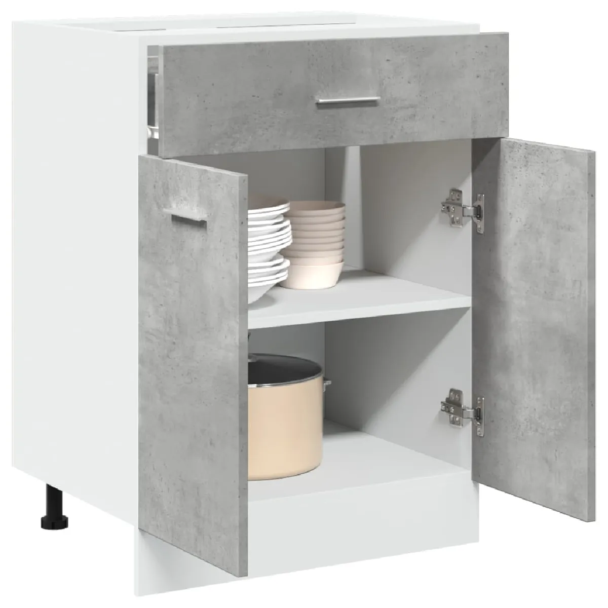 vidaXL Armoire de plancher à tiroir - Gris béton