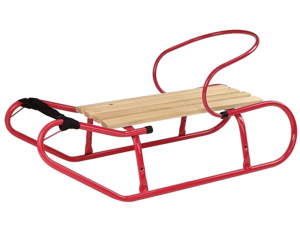 Metal Sled with Backrest Strap Red