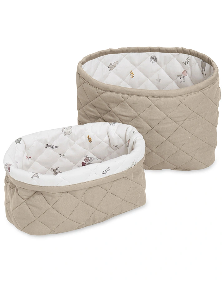 Aufbewahrungskorb-Set QUILTED 2-teilig in weiß/hellbraun