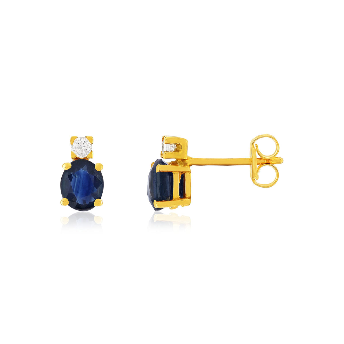 Boucles d'oreilles or 375 jaune saphirs zirconias