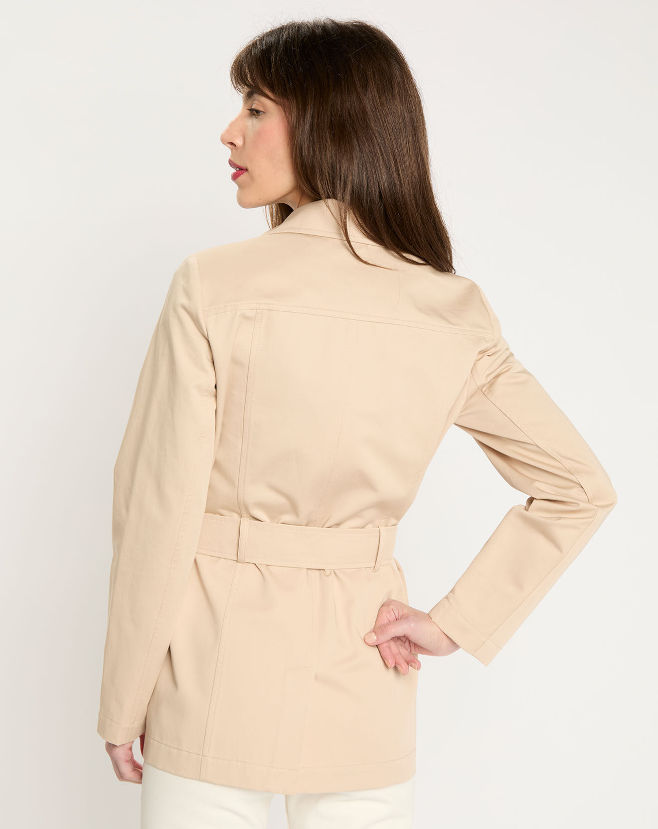 Zapa Trench-coat court en Gabardine Vania beige