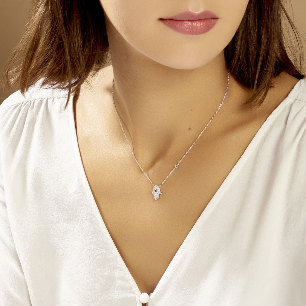Collier Symbolique Argent Blanc Oxyde De Zirconium