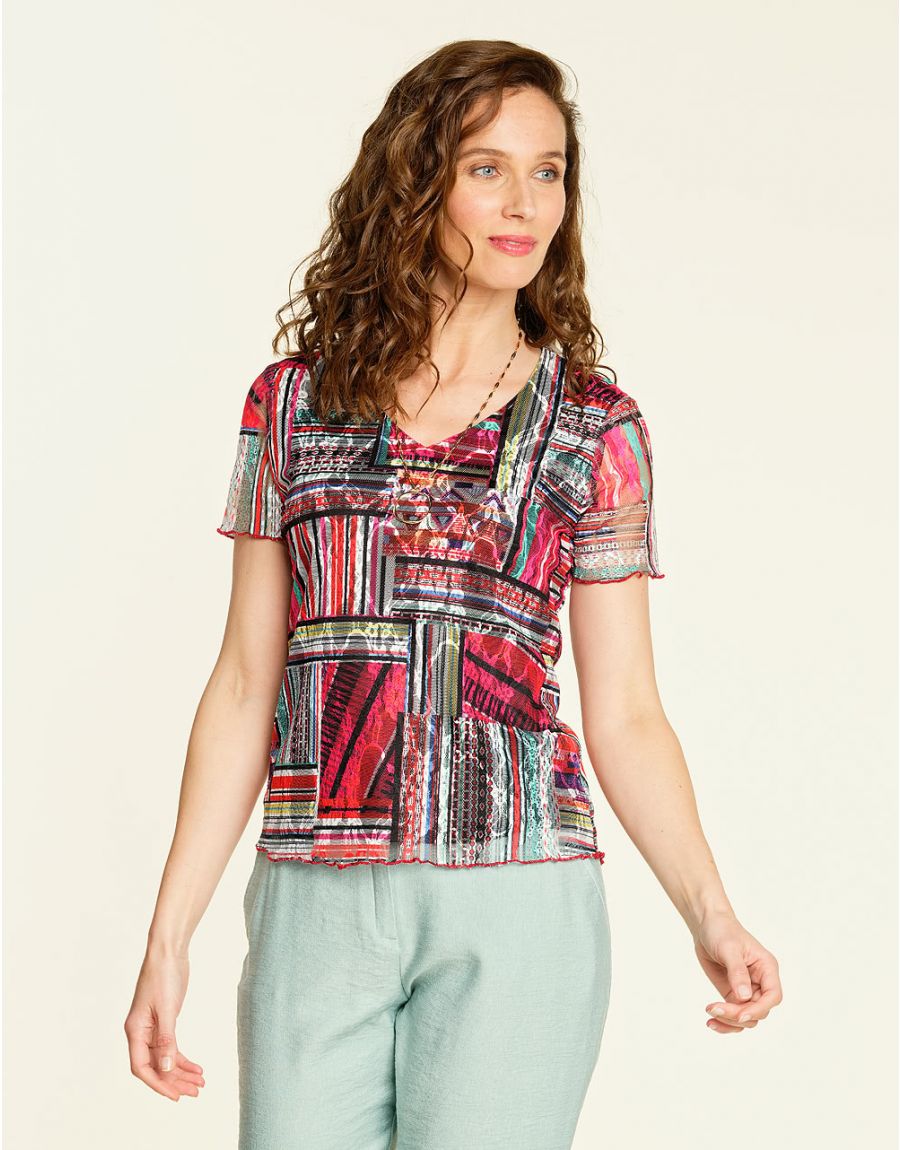 T-shirt rouge résille