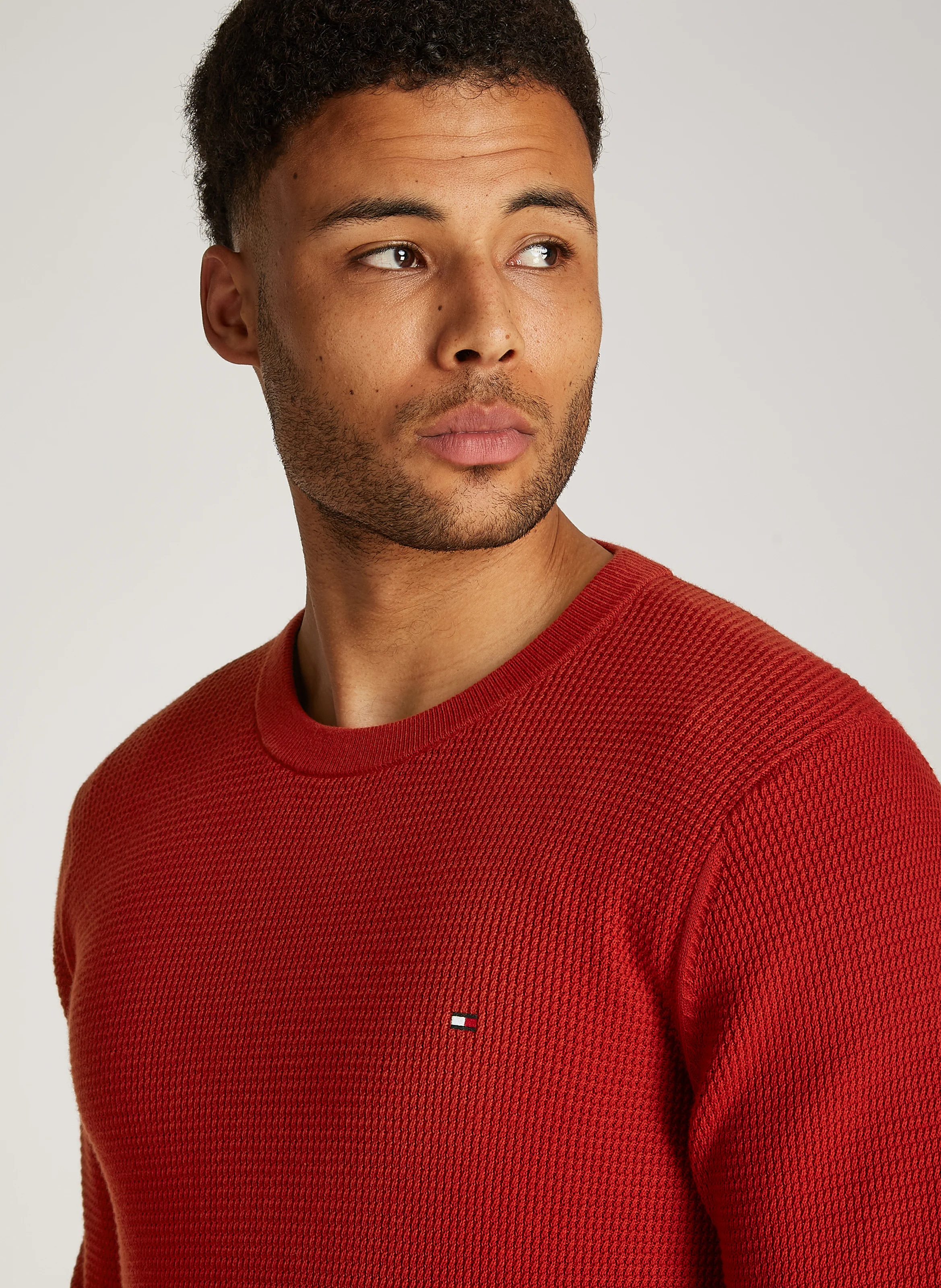 Pull col rond en coton organique | Rouge