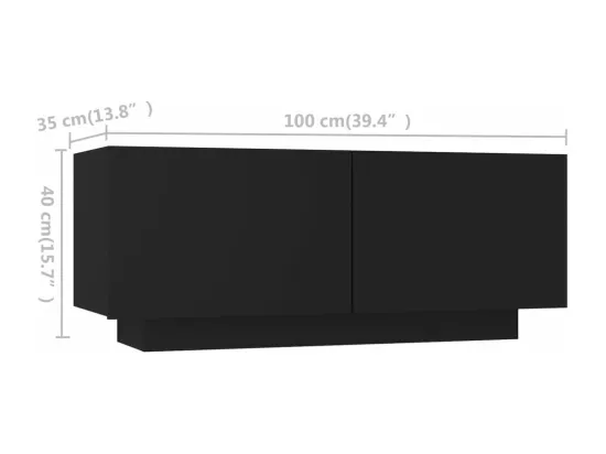 Meuble TV avec lumières LED Noir 180x35x40 cm