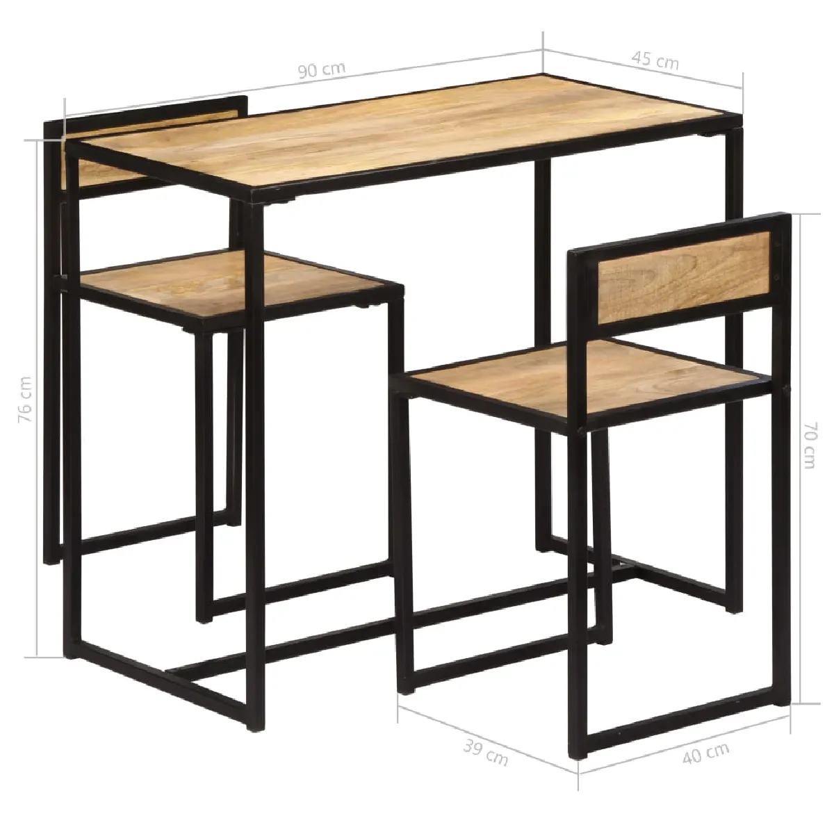 vidaXL Salle à Dîner 3 pcs Bois de Manguier