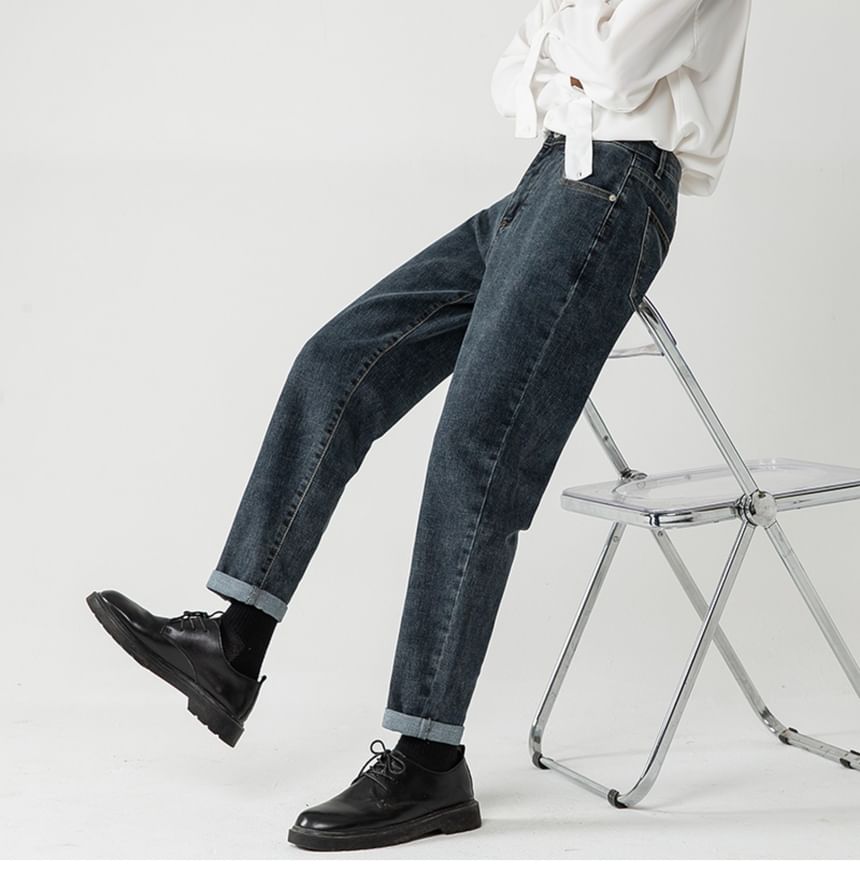 Lorencho - Mid Rise Washed Cropped Tapered Jeans
