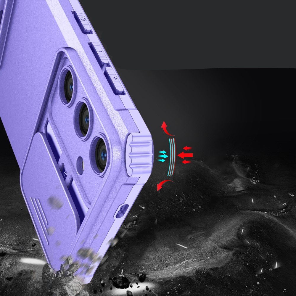 Samsung Galaxy S24 Hybrid Outdoor Hardcase Hülle mit Cam-Slider   Kickstand - Lila (Matt)